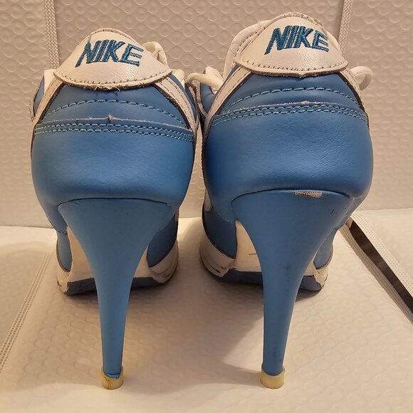 Custom Nike SB Dunk High Heels Blue & White Size US 7 | 4.5" Heel - Picture 9 of 16